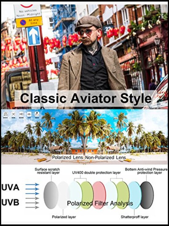 Metal Frame Polarized Lens Aviator Sunglasses with Gift Box main image 7